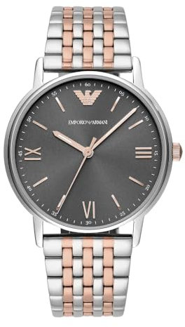 Emporio Armani Watch for Men, Three Hand Movement, 41 mm Silver Stainless Steel Case with a Stainless Steel Strap, AR11121