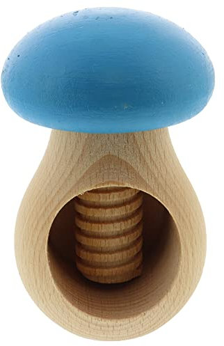 HOFMEISTER® Nussknacker Pilz, Buchen-Holz, Handarbeit aus Europa, knackt einfach Jede Nuss, ideal für Kinder, blau, 10 x 6,5 x 6,5 cm