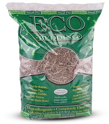 ECO Bedding 99% Dust Free Paper Bedding for Small Pets, Eco Natural Bag, 4.5 lb (Expands to 125 L)