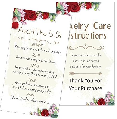 200 Pieces Jewelry Instructions Cards Jewelry Care Instructions Insert 3.5 x 2 Inch Packaging Customer Direction Cards for Jewelry Cleaning Customer Directions