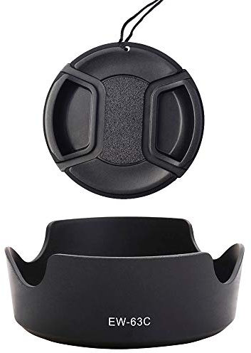 Gegenlichtblende EW-63C & 58 mm Objektivdeckel für Canon EF-S 18-55 mm f/3.5-5.6 Objektiv, EF-S 18-55 mm f/4-5.6 Objektiv auf T8i T7i 90D 80D 77D Kamera (1 Stück)