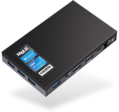 MeLE Quieter2Q Mini PC Computer Fanless, J4125 Winindows 11 Pro 4GB 64GB Dual HDMI 4K Display, Desktop Portatile per Astrofotografia Media Office, Supporto M.2 NVMe SATA SSD Win11 PXE Ethernet USB 3.0