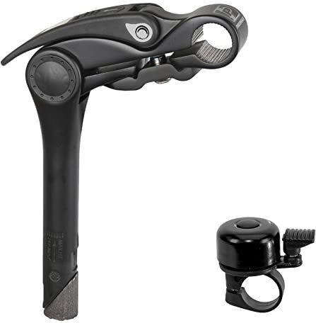 Lenkervorbau Promax Klemmung 25,4 mm Neigungswinkel verstellbar von 0° bis +70° inkl. 1 x Fahrradklingel