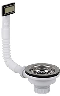 Cofan Válvula para Fregadero | Medidas: 1 1/2 x 115 | Con Cesta Rejilla de Acero Inox. y Tornillo | 2 Modelos de Rebosadero | Fabriacada en Polipropileno