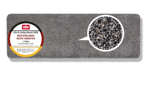 Rutschfeste Schmutzfangmatte innen waschbar Anthrazit 60x180cm rechteckig | Saugfähige Sauberlaufmatte Innenbereich Entra SAUGSTARK pflegeleicht Sauberlaufmatte 100% Baumwolle Türmatte robust Fußmatte