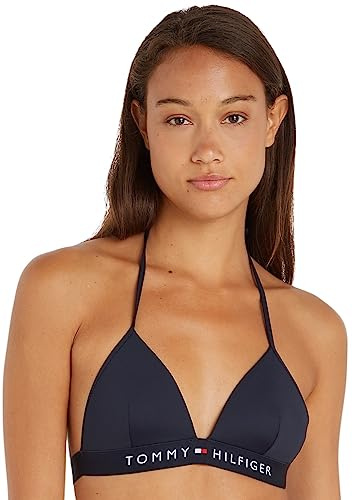 Tommy Hilfiger Damen Bikini Oberteil Triangel Gepolstert, Blau (Desert Sky), XL
