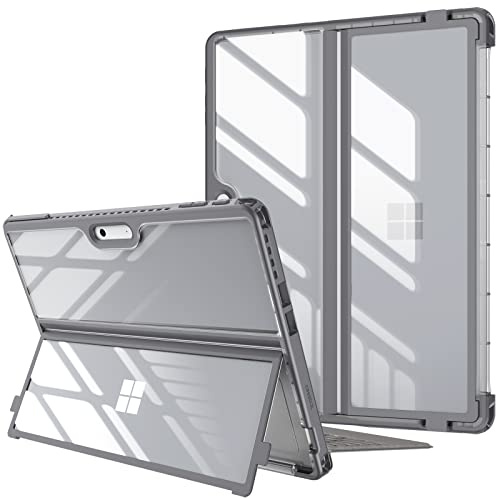 Fintie Hülle für 13 Zoll Microsoft Surface Pro 11/10/ 9 (2024-2022) 13'' | Stoßfeste Robuste Hartschalen Schutzhülle mit Original Ständer, Type Cover Kompatibel, Grau
