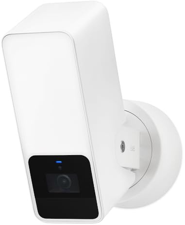 Eve Outdoor Cam (White Edition) - Telecamera di sicurezza per proiettore (HomeKit Secure Video), 1080p, visione notturna, Wi-Fi (2,4 GHz), sensore di movimento, comunicazione bidirezionale,