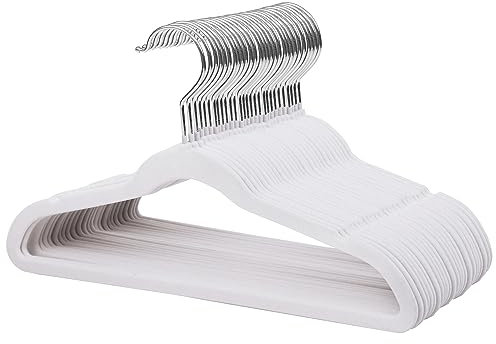 ManGotree 35cm Grucce di Velluto per Bambini, Appendiabiti Ultra-sottili per Bambini con Gancio Girevole a 360°, Grucce in Feltro Antiscivolo per Giovani, Robuste e Durevoli (Confezione da 32, Bianco)