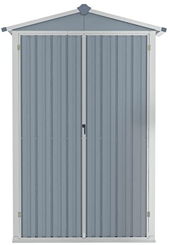 Keketa Gartenhaus Gartengeräte Gartenhaus aus verzinktem Stahl Grau 107,5 x 46 x 183 cm mit Belüftungsschlitzen und Schutz vor Schmutz, Staub, Wind und Wetter