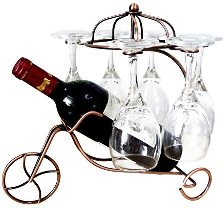 Bottle Rack Glass Holder Wine Rack Modern Iron Wine Glass Bottle Holder Metal Creative Trolley Wine Rack Decoration(Brass)