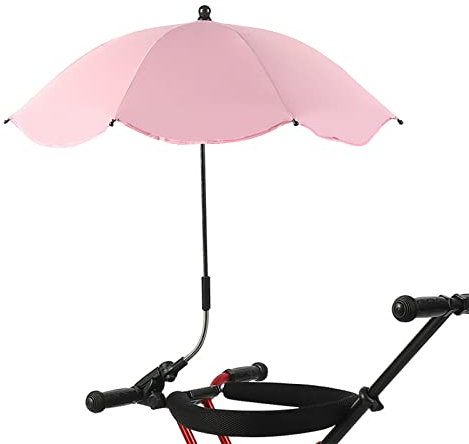 Sombrilla Ajustable Universal Con Abrazadera Para Silla de Playa, Patio, Cochecito, Deportiva y de Ruedas - Protección UV (Rosa)