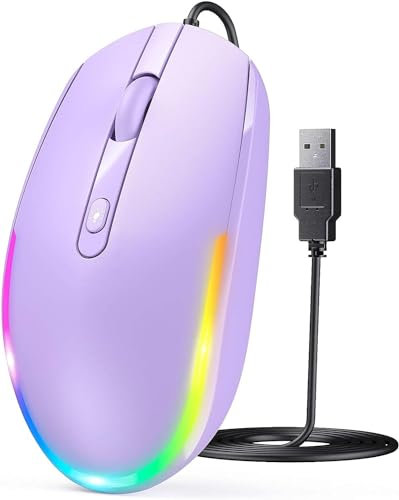 seenda Souris filaire PC avec câble, 1600 DPI USB Mouse filaire pour ordinateur portable/PC/ordinateur/Mac, violet