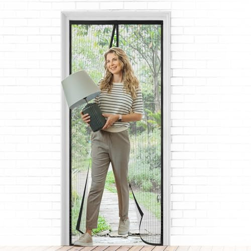 Wzlxcxxy Fliegengitter Balkontür Magnet 85x210, Fliegengitter Tür aus Modernsten Materialien, Ohne Bohren, Schwarz