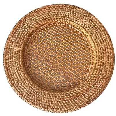 Colcolo Assiette de présentation ronde en rotin, fête prénatale rustique, rassemblements de vacances pour dîners formels, articles divers, plateau de service