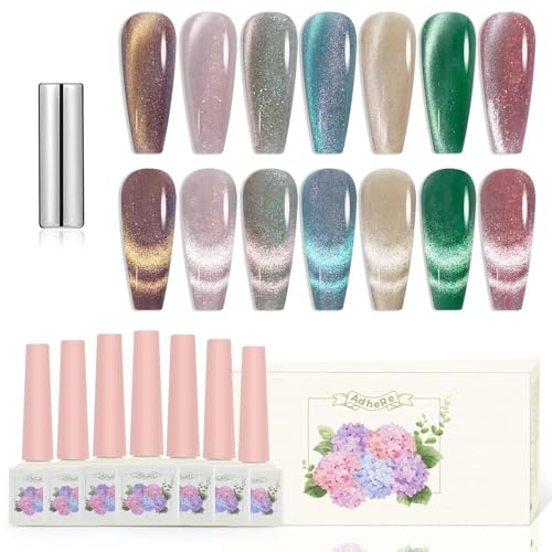 Cat Eye Uv Gel Set di 7 smalti uv da 12 ml, con calamita per unghia