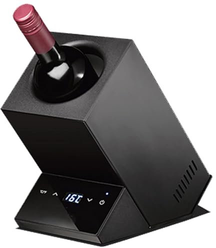 ExoticaBlend Weinkühler elektrisch, Weinkühler-Eimer für 750 ml Rot- und Weißwein oder etwas Champagner, Einzelflaschen-Weinkühler, tragbare Weinkeller, eisfreier Kühler als Partygeschenk,Black