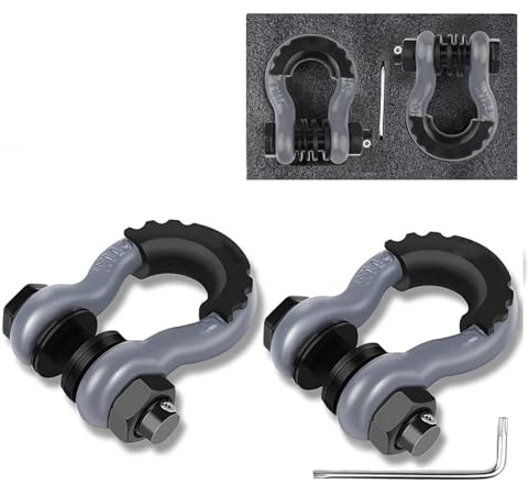 Große Anhängerschleife 3/4 D Ring Schäkel (2-Pack) 45.000Pfund /20.4T Bruchfestigkeit,mit 7/8 Pin und Anti-Diebstahl-Sicherheitsschrauben,Die Traktionskapazität ist 10471 Pfund (4.75T) (Grau)