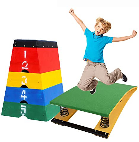 Springboard Gymnastik Trainingsgerät für Kinder/Jugendliche – Abnehmbare Sprungbox für Kampfsport & Schulvereinssport, Rollen & Springen Übungs-Tresor