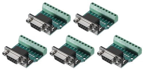 sourcing map Conector D-sub DB9 hembra de 9 pines hembra de puerto serie para equipos mecánicos CNC, paquete de 5