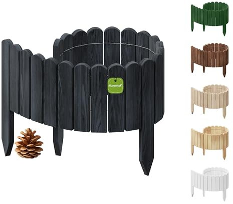 Floranica Rollborder Clôture Flexible en Bois de pin 100 x 30 cm Anthracite Bordure Jardin Exterieur Palissade en Bois Claustra Barrière Parterre de Fleurs Cloture Parterre