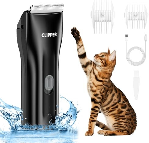 Ankilo Elektrische Hundeschermaschine,Haustier Haarschneidemaschinen für Hunde und Katzen,USB Drahtlose Schermaschine Hund IPX7 Wasserdichte Tierhaarschneidemaschine (schwarz)