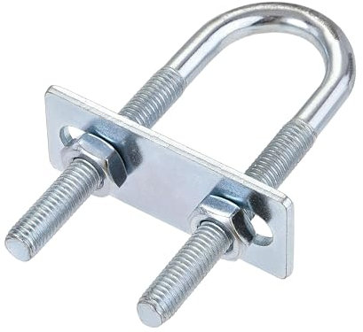 MACHSWON Perno redondo en U, juego de 4 pernos en U M8 de aleación de acero chapado en zinc de 25 mm de ancho interior de 90 mm de longitud con tuercas y placa de marco para automóviles, barcos,
