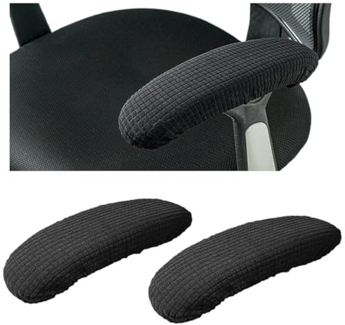 MIRKUZI Fundas para reposabrazos de sillas de oficina 2 fundas para reposabrazos de silla de oficina, funda protectora para reposabrazos de silla de oficina, funda elástica para reposabrazos (negro)