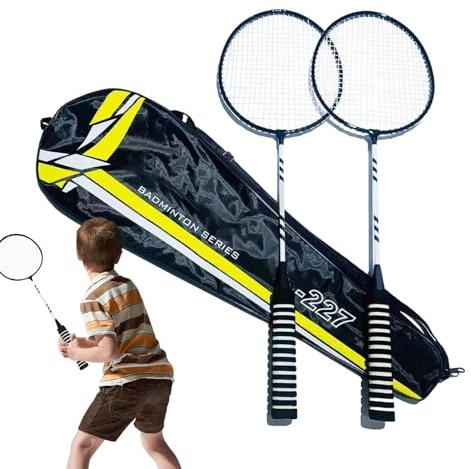 Professioneller Badmintonschläger - Badmintonschläger-Ersatzset | rutschfeste, robuste Badminton-Ausrüstungsschläger für Erwachsene und Kinder, Outdoor-Familienspiel