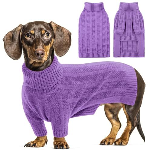 Queenmore Hunde Pullover Klein, Weich & Warm, Hundebekleidung & Zubehör für Yorkshire, Pudel & Pomeranian (Violett, S)
