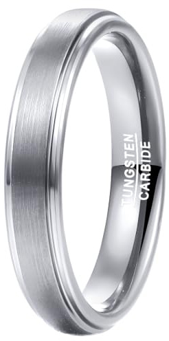 083BASE Wolframkarbid-Ring, gebürstet, Schwarz oder Silber, 4–8 mm