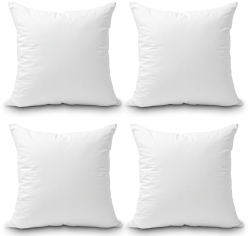 ForenTex Relleno Cojín 45x45 cm (Pack 4), Fibra Virgen Siliconada, Hipoalergénico, Suave y Transpirable, Gran Volumen, Ideal para Sofá, Cama y Hoteles