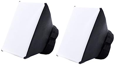 Blitzdiffusor Softbox 2 Stück aus Kunststoff, Schwarz, Faltbar | Dslr Zubehör für Aufsteckblitze, Weiches Licht und Schatten, Kompaktes Format für Unterwegs