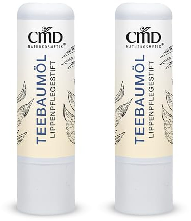 CMD Naturkosmetik Teebaumöl Lippenpflegestift 2er Set – Zertifizierte Naturkosmetik mit Bio Jojobaöl & Sheabutter – Reichhaltige Lippenpflege für trockene, spröde Lippen