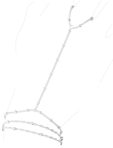 Silver Hand Chain Bracelets for Women,Dainty 14k Plated Finger Ring Bracelet Hand Chain Layered Gold bead Bracelet for Non Tarnish Trendy Simple Jewelry for Women