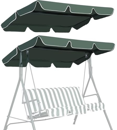 Replacement Swing Cover, 2 or 3 Seater Garden Swing Chair Cover Waterproof Anti-UV Pew Covers Heavy Duty Rip Proof Hammock Top Cover for Outdoor Garden Patio,01,195 * 125 * 15CM