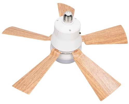 Fockety Ventilatori da soffitto con luci, E26 E27, 3 velocità regolabili, telecomando, timer, dimmerabile, luce a LED per camera da letto, garage, uso interno ed esterno (M 30W)