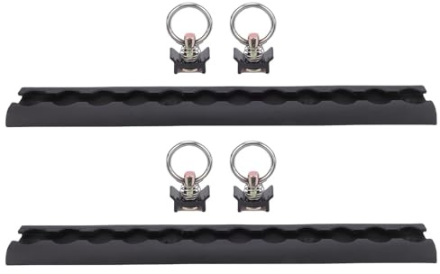 NOENNULL Aluminum L Track Tie Down Rail, 304mm Thickened Heavy Duty L Track Tie Down System with 4 Round Rings for Enclosed Trailer, Motorcycles ATVs Dirt Bikes Pickup Trucks (Black)
