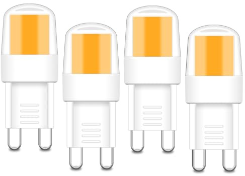 TRIJZHOU G9 COB Birne 2W AC220V Warmweiß 2700K 4er-Pack | nicht dimmbar, ersetzt 15-25W Halogen, 300 Lumen, G9 Bi-Pin, für Schlafzimmer und Deckenleuchten
