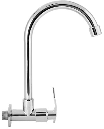 BAFOVY Grifo de Cocina de Pared Grifo Monomando Agua Fría 360° Giratorio Construcción en Latón Sólido Cromado con Roscado G1/2in para Fregadero y Pileta de Trapeador