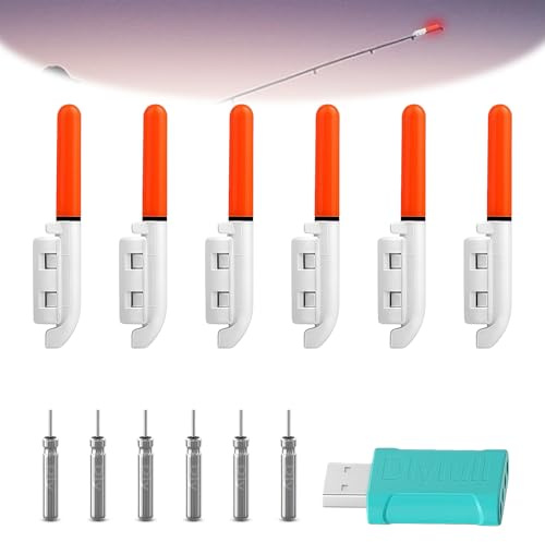 6 Pièces Bâtons Lumineux étanches avec Boucle, Bâtons Lumineux de Pêche, LED Veilleuse Bâton Lumineux Pêche, Lumière Canne Peche pour la Pêche de Nuit équipé Batterie Chargeur Rouge Pêche de Soir