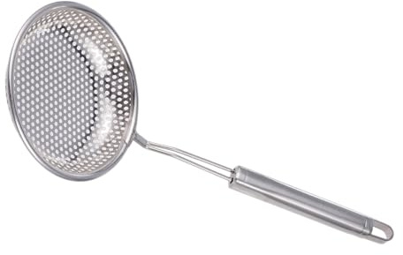 TOVINANNA Mestolo Scolapasta in Acciaio Inox Foro Fine 14 Cm, Cucchiaio Filtro Olio Resistente Al Calore, Utensile Cucina Per Casa, Ristorante e Hotel