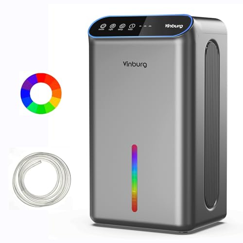 Dehumidifier for Basement (85 OZ, 800 sq ft) Quiet Dehumidifiers for Home, Auto Shut-Off, Sleep Mode, 3 Gear Timer(8H,16H,24H), Small Dehumidifier for Bedroom, Bathroom with Drain Hose(Milky Sliver)