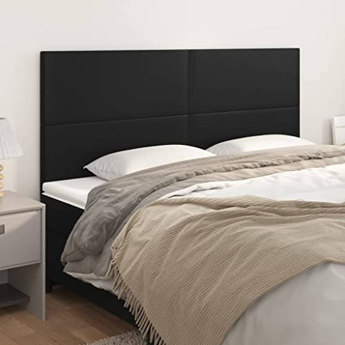 Frdhee Wandkissen Kinderzimmer Rückwand Bett,Kopfteil Schwarz 160x5x118/128 cm Kunstleder,Stabiles,Robust & Leichte Montage