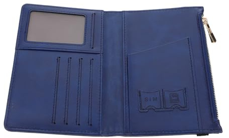 Uonlytech Pu Passport Holder and Business Cards Protector Wallet with Rfid Blocking, Short Blue Travel Passport Cover for Men and Women, Sturdy Cards Organizer for Travel and Daily Use