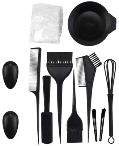 OSALADI Kit de Coloration Capillaire 12 Pièces Brosses et Bols Mélangeurs, Outils de Teinture Capillaire Antistatiques et Résistants la Chaleur, Protège-oreilles Inclus, pour Usage
