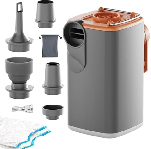 Uppblåsbar luftpump, bärbar elektrisk uppblåsare med campinglampa och 5 munstycken | mini elektrisk luftpump | för uppblåsbara flyter madrass resor sport hem strand vägkant