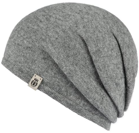 Roeckl Pure Cashmere Beanie kashmirmössa, ullmössa, vintermössa, oversize-mössa, GRÅ, 55/60 cm