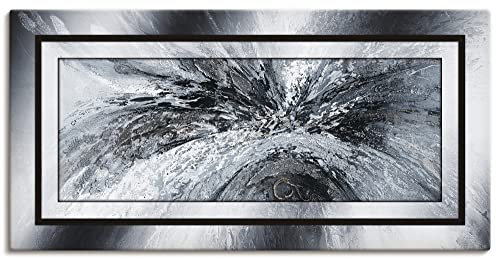 ARTLAND Wanddeko Leinwand Bilder Wandbild 60 x 30 cm Abstrakte Motive Muster Formen Digitale Kunst Schwarz Weiß C6PF Schwarz weiß abstrakt 1