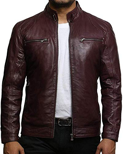 Brandslock Herren-Bikerjacke aus echtem Lammleder